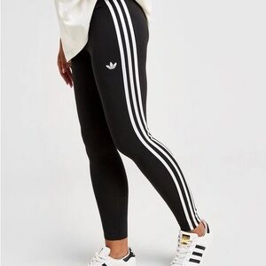 adidas Black Leggings with White 3-Stripes and Trefoil